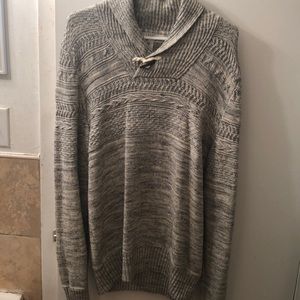 White and light grey H&M shawl neck sweater